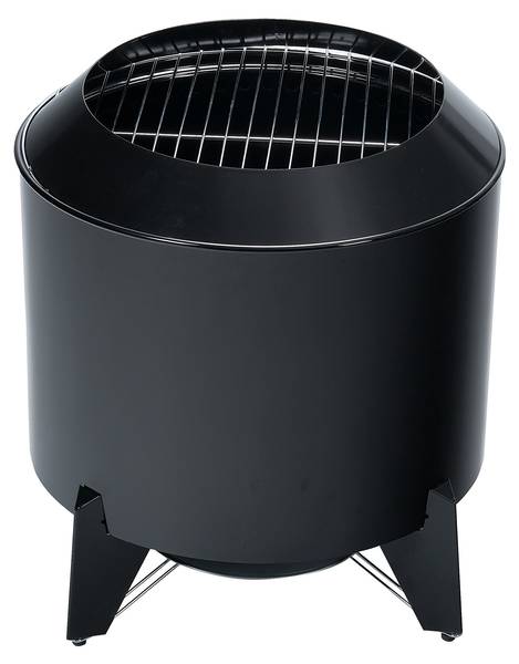 2in1 Feuerschale ohne Rauch & Grillrost Schwarz - Silber - Stahl - 52 x 46 x 52 cm