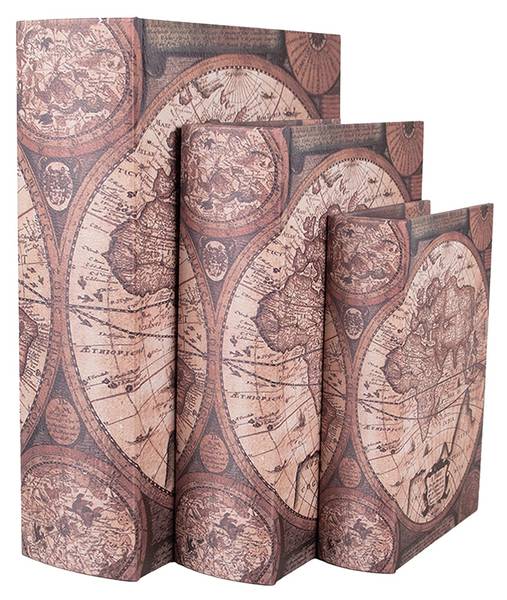Aufbewahrungsbox Bücher Rosa 3er Set Braun - Holzwerkstoff - 22 x 7 x 27 cm