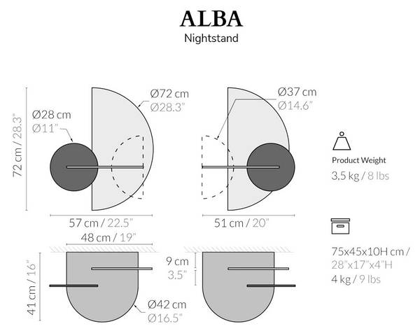 ALBA Nachttisch Braun - Massivholz - 57 x 72 x 41 cm