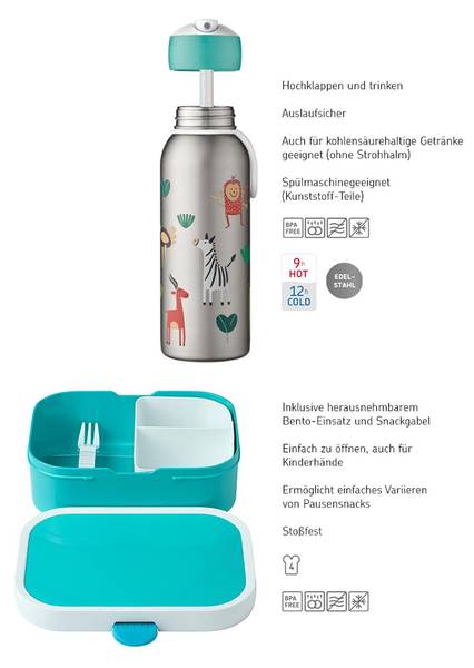Brotdose + Thermoflasche Campus 2er Set Multicolor