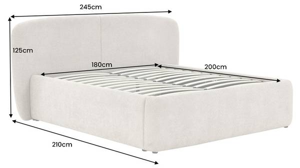 Boxbett ART DECO Beige - Grau - Bouclé - Polyester - 245 x 125 x 210 cm