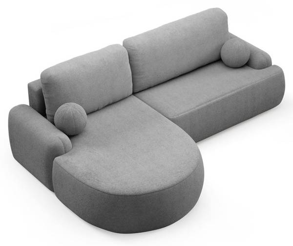 Rundes Ecksofa CLEO  mit Schlaffunktion Grau - Polyester - 264 x 89 x 172 cm