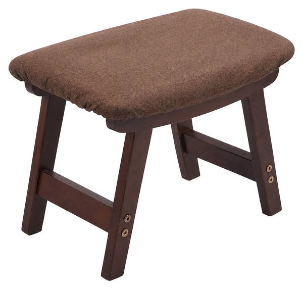 Pouf bois & tissu Marron
