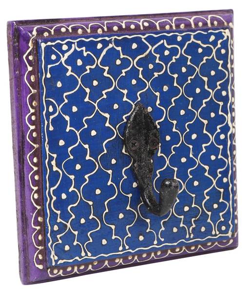 Kleiderhaken Vimala E Blau - Massivholz - 15 x 15 x 6 cm