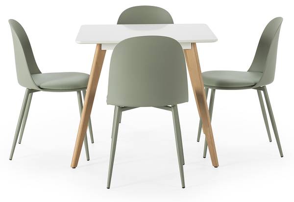 Packung mit Esstisch + 4 Stühlen Kana Grün - Holzwerkstoff - 80 x 74 x 80 cm