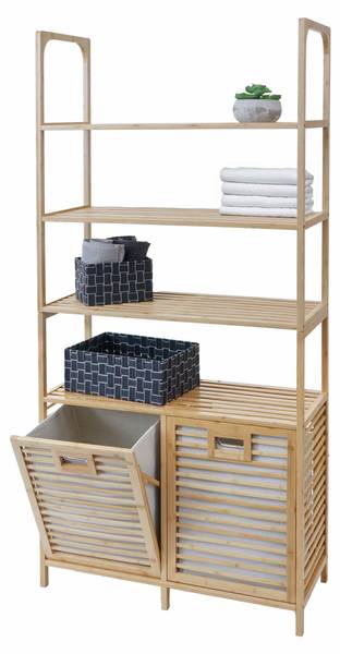 Badezimmerschrank N83 Braun - Bambus - 81 x 168 x 33 cm