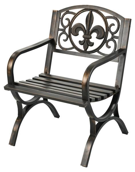 Antiker Gartenstuhl aus Metall Schwarz - Gold - Gusseisen - Stahl - 60 x 86 x 56 cm