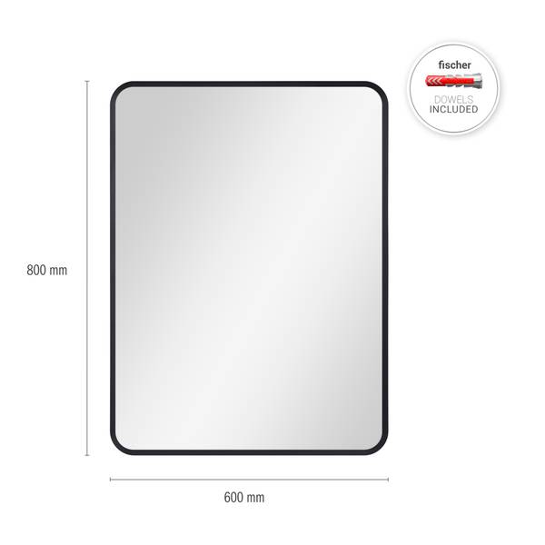 Spiegel Erato Schwarz - Metall - 60 x 4 x 80 cm