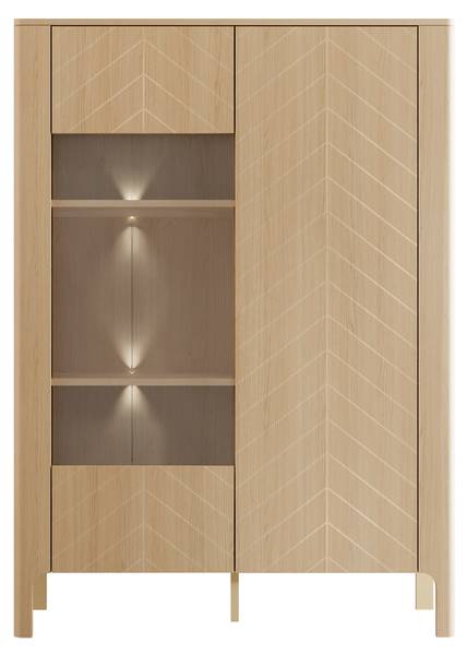 Vitrine mit LED Malumi Braun - Holzwerkstoff - 103 x 146 x 41 cm