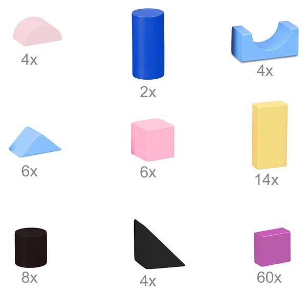 Bunte Bausteine im Set Blau - Violett - Gelb - Holzwerkstoff - 30 x 42 x 1 cm