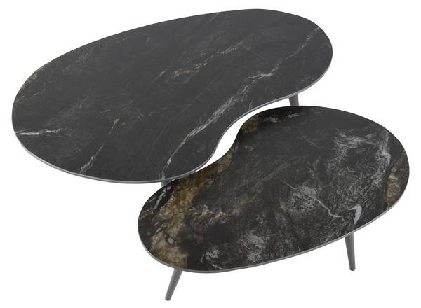 Couchtisch FOSSIL 2er-Set Schwarz - Keramik - 91 x 35 x 55 cm