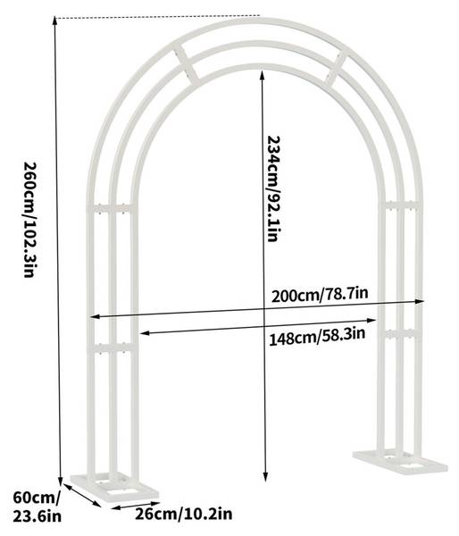 Arche à rosiers Eutopia Blanc - Métal - 60 x 260 x 200 cm