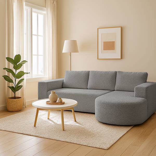 Ecksofa Tolga Grau - Ecke davorstehend links