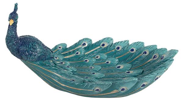 Dekoration Schale Pfau Cosy Anna Blau - Kunststoff - 19 x 16 x 30 cm