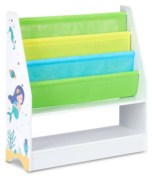 Kinderregal mit 2 Boxen & 3 Hängefächern Grün - Hellblau - Weiß