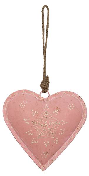Weihnachtsanhänger Herz XM64813 Pink - Metall - 4 x 14 x 14 cm