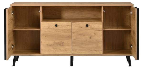 Sideboard Astraios Ⅷ Schwarz - Braun - Holzwerkstoff - Massivholz - 140 x 71 x 35 cm