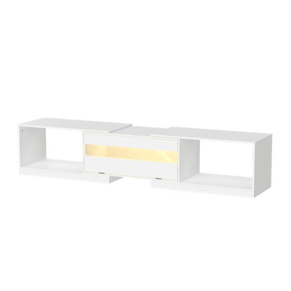 TV Schrank ZCY132 Weiß - Holzwerkstoff - Glas - 200 x 40 x 40 cm