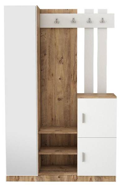 Flurgarderobe MIROTA Braun - Weiß - Holz teilmassiv - 114 x 180 x 38 cm