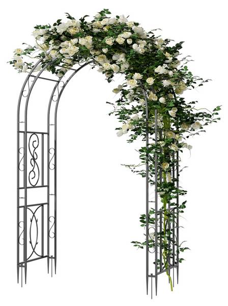 Arche à rosiers Techne Noir - Métal - 59 x 215 x 134 cm