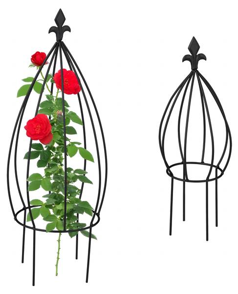 Relaxdays Lot De 2 Tuteurs Obélisques 160x20 Cm – Tour à Plantes Grimpantes En Métal Noir, Sur Pied, Pour Rosiers, Tomates, Lierre