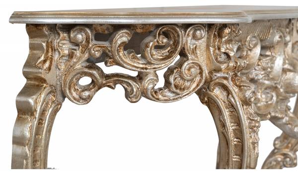 Console Haltafel BAROK II zilver - massief hout - 38 x 87 x 125 cm