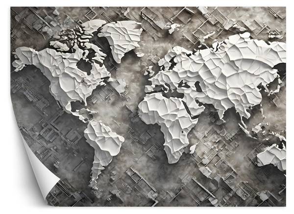 Papier peint carte du monde 3D 100 x 70 cm
