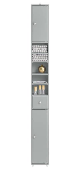 Badezimmer Hochschrank schmal BZR34-HG Hellgrau - Höhe: 180 cm