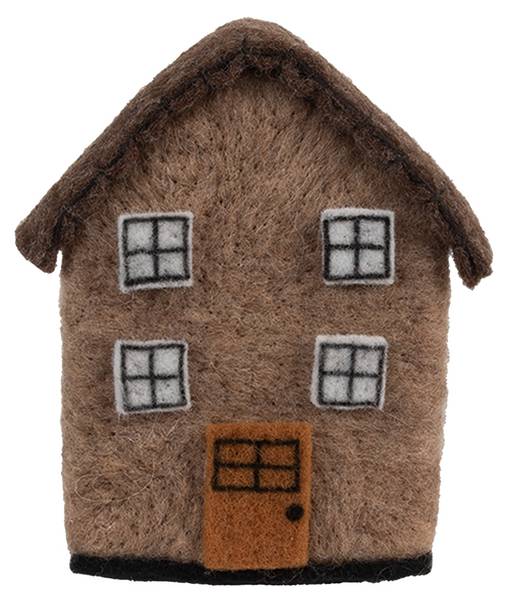 Decoratie Beeld Huis Xmas&Maxwell bruin - textiel - 7 x 14 x 12 cm