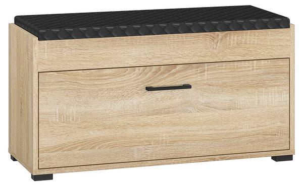 Schuhbank CARO Schwarz - Braun - Holzwerkstoff - 90 x 48 x 34 cm