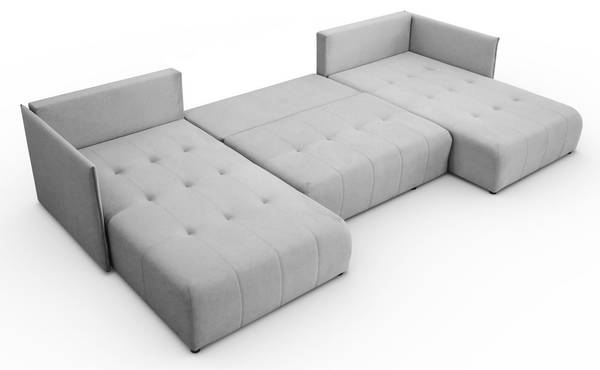 Ecksofa APOLLO U mit Schlaffunktion Grau - Polyester - 348 x 93 x 188 cm