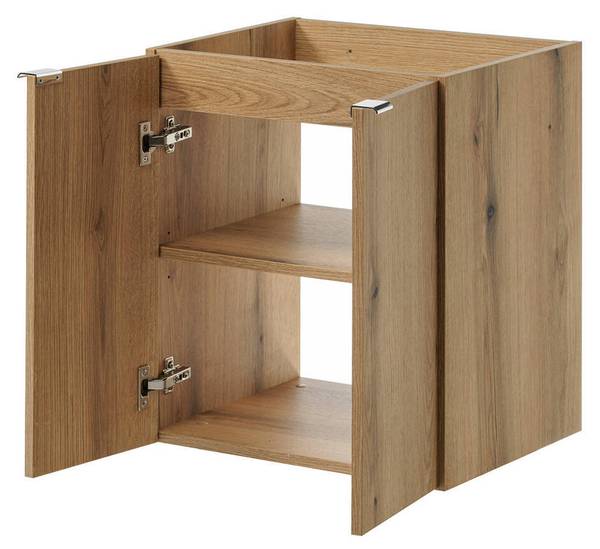 Waschtischunterschrank Skelbolu Schwarz - Eiche - Breite: 101 cm
