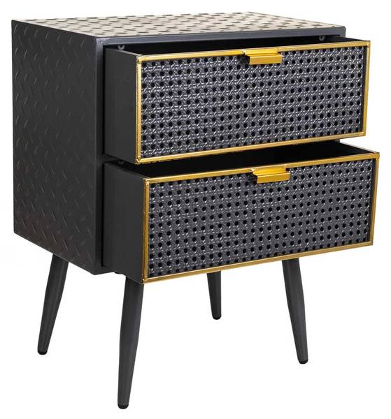 Nachttisch Volga Grau - Metall - 50 x 62 x 30 cm