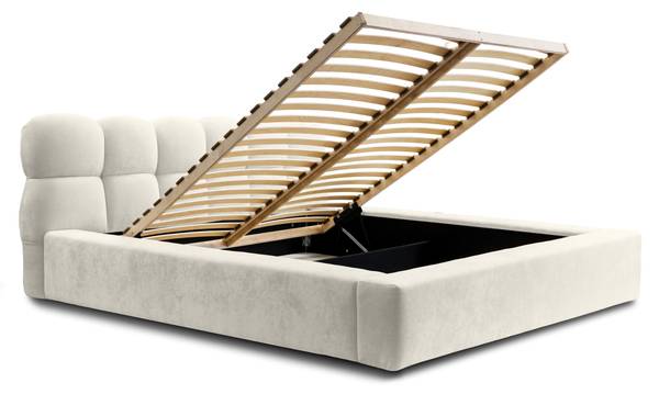 Gestoffeerd bed Paulon crèmewit - Breedte: 180 cm