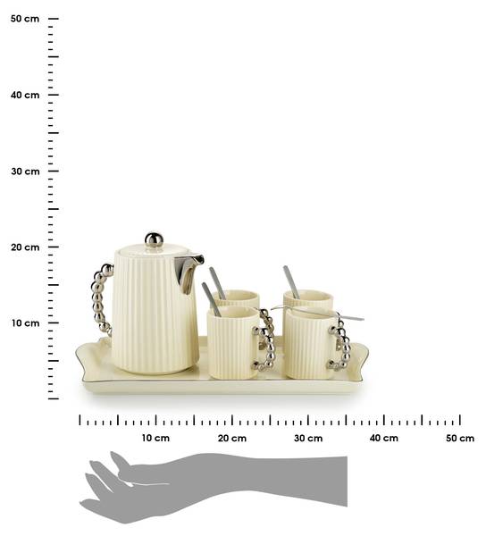 Kaffeeservice Luca Silber - Weiß - Keramik - 22 x 21 x 39 cm