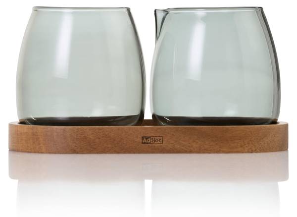 Milch und Zucker Set Yuna Grau - Glas - 7 x 8 x 8 cm