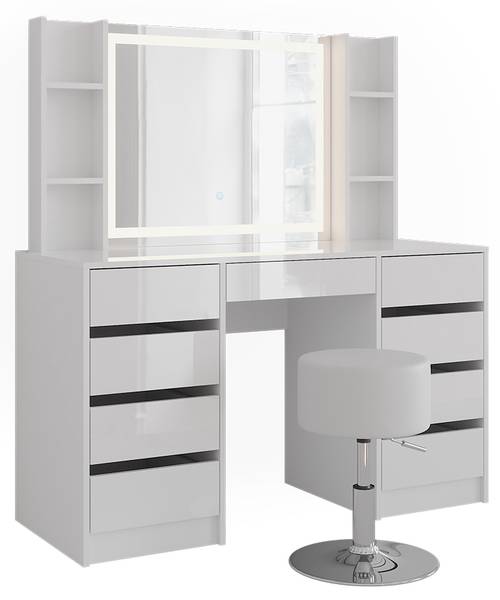 Schminktisch Sherry 57638 4er Set Weiß - Holzwerkstoff - 129 x 141 x 51 cm
