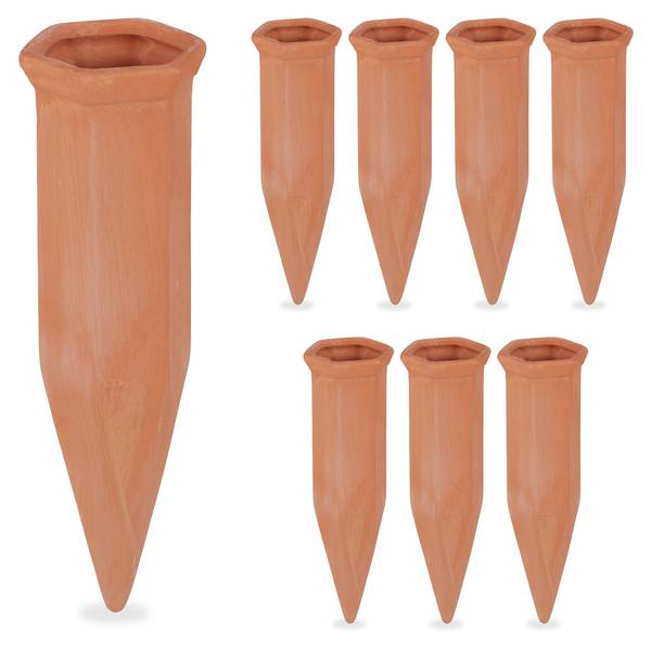 Tonkegel zur Bewässerung 8er Set Braun - Pinie - 6 x 17 x 5 cm