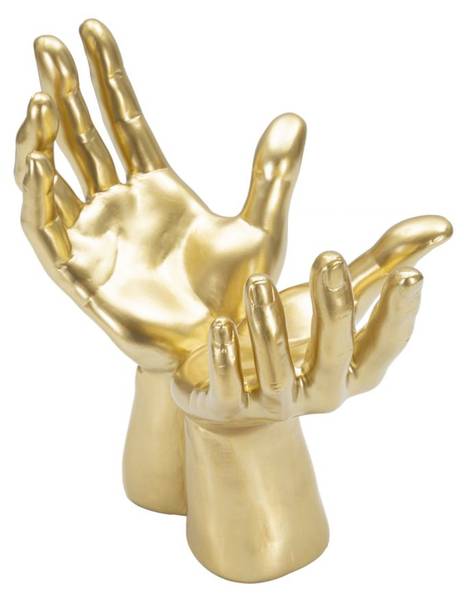 Skulptur Hände 3 Gold - Harz - 25 x 24 x 15 cm