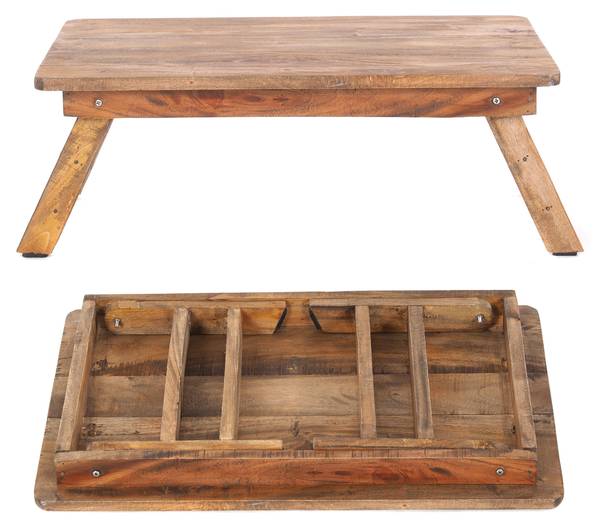 Tablett-Tisch FOLD Braun - Massivholz - 60 x 22 x 40 cm