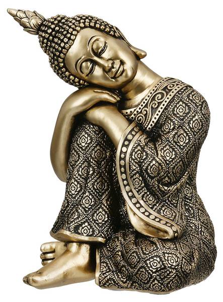 Buddha Samadhi Schwarz - Gold - Kunststoff - 10 x 17 x 10 cm