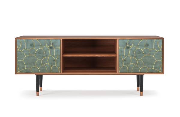 TV-Lowboard T2 Walnuss Blau - Holzwerkstoff - 170 x 69 x 48 cm