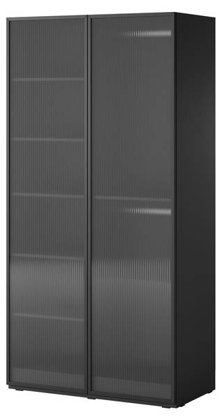 Kleiderschrank SANDBOX FLUTES ohne LED Schwarz - Holzwerkstoff - Glas - 101 x 200 x 51 cm