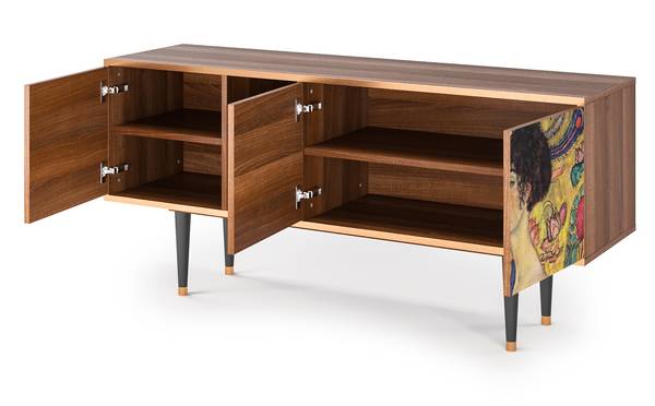 TV-Lowboard T5 Walnuss Gelb - Holzwerkstoff - 150 x 69 x 41 cm