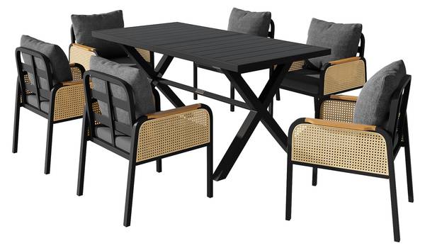 Set table Coeus II (7-él.) Noir - Métal - Textile