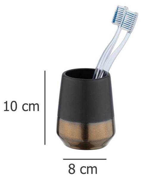 Zahnputzbecher BRANDOL Schwarz - Keramik - 8 x 10 x 8 cm