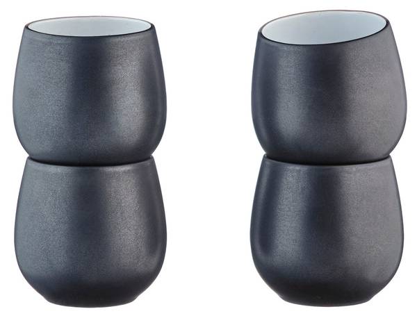 Set de tasses Gourmet 40 cl - 4 pièces - Noir - Céramique - 9 x 10 x 9 cm