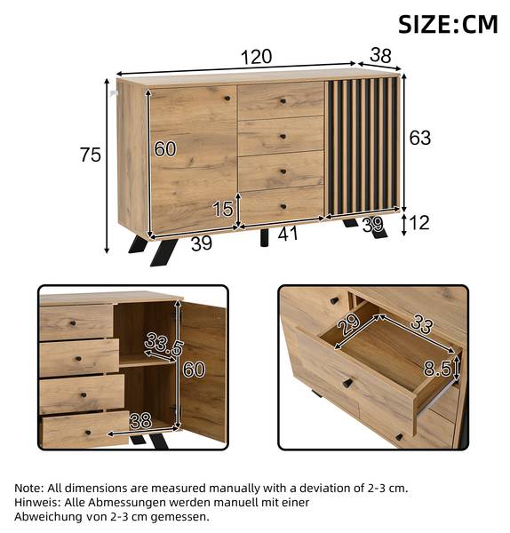 Sideboard Breaker Braun - Holzwerkstoff - 120 x 75 x 38 cm
