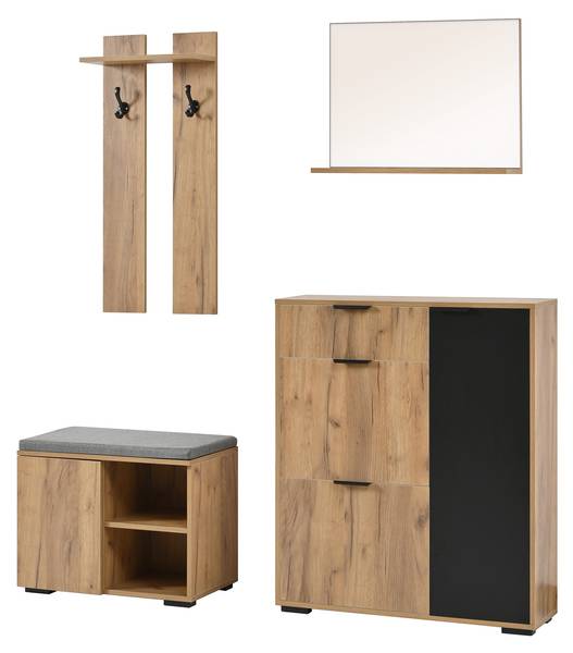 Garderobenset NaturSHEF Braun - Holzwerkstoff - 35 x 139 x 140 cm