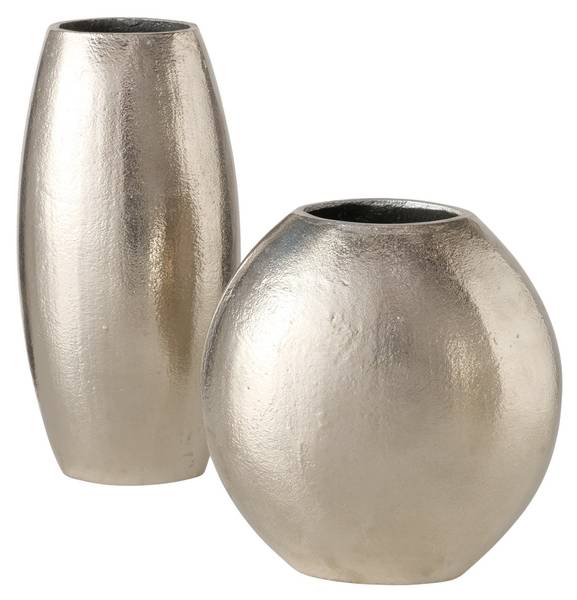 Vase Lunara 2er Set Silber - Metall - 8 x 23 x 17 cm